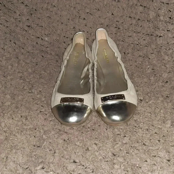 COACH-DARSI-Gold-Metallic Dusty Suede/Patent Ballet Flats-Sz 6.5-Excellent - Picture 3 of 7